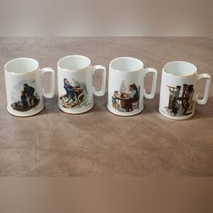 Norman Rockwell 1985 Collectors Porcelain Tankard Set w/ Nautical Illustrations
